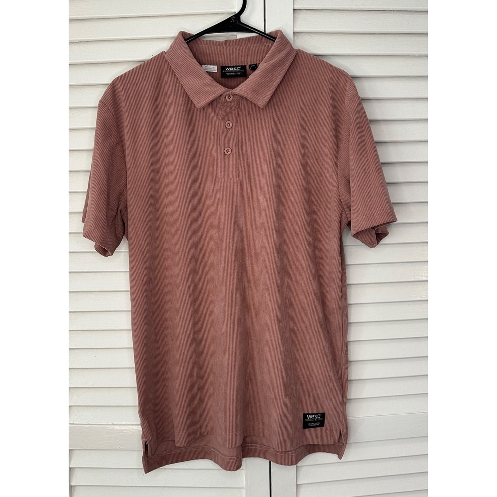 WESC  M / L Unisex Mauve Corduroy Polo We Are the Superlative Conspiracy Sweden